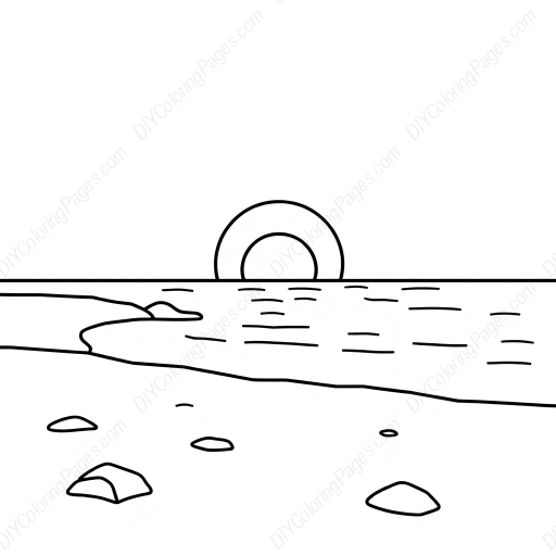 Free Printable beach at sunset - beach, sunset Coloring Page for Kids and Adults - High Quality PDF & PNG Download