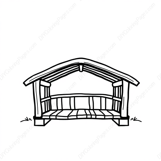 Free Printable covered bridge - covered bridge Coloring Page for Kids and Adults - High Quality PDF & PNG Download
