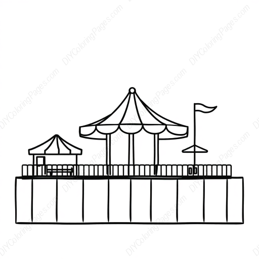 Free Printable amusement park - children, carousel, fun, amusement park, rides Coloring Page for Kids and Adults - High Quality PDF & PNG Download