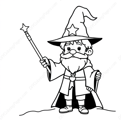 boy as wizard - boy, wizard coloring page