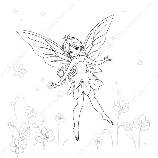 magical fairy - fairy, magical coloring page