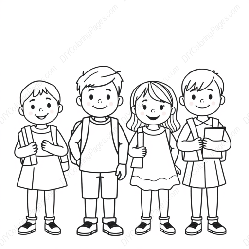 kids at school - kids, school coloring page