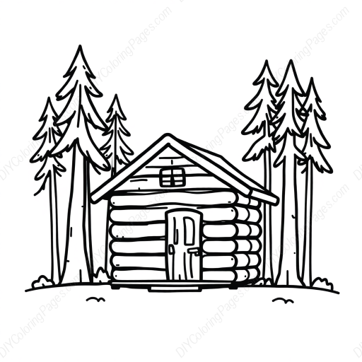 Free Printable cabin in woods - woods, cabin Coloring Page for Kids and Adults - High Quality PDF & PNG Download