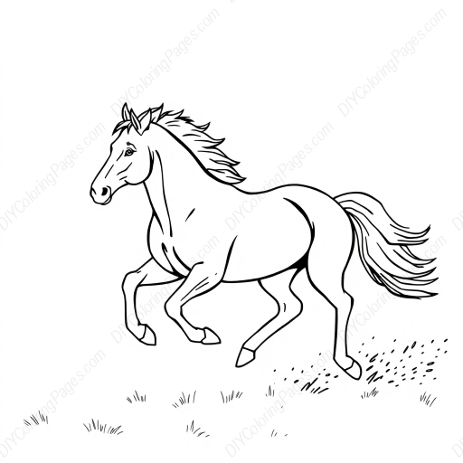 horse running free - horse, running, free coloring page