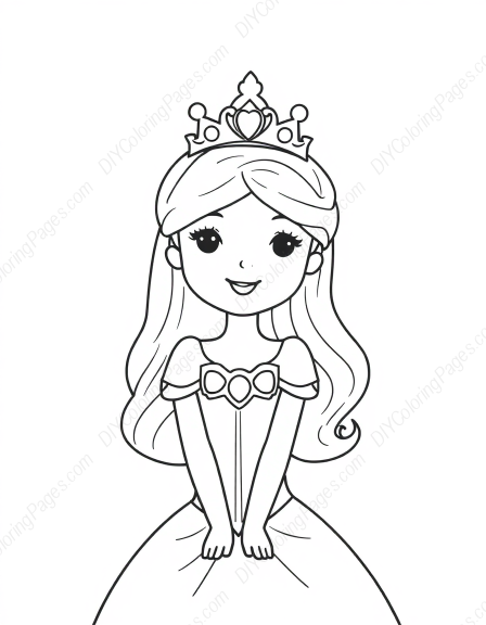 princess with tiara - princess, tiara coloring page
