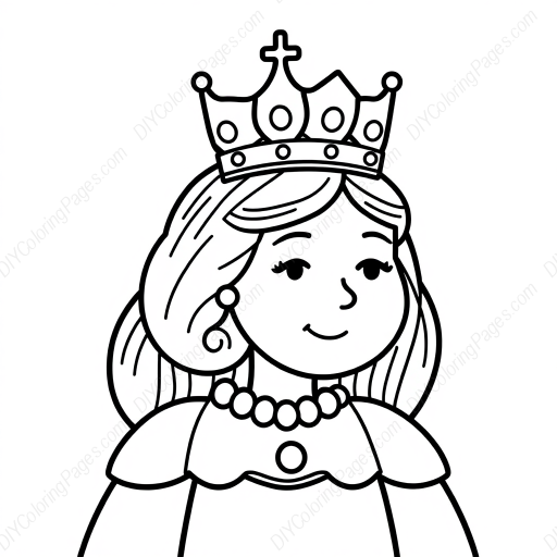 Free Printable queen with crown - crown, queen Coloring Page for Kids and Adults - High Quality PDF & PNG Download