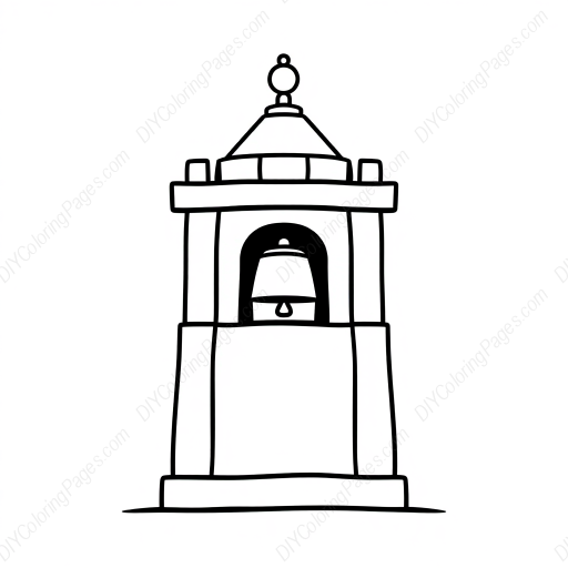 Free Printable bell tower - bell tower Coloring Page for Kids and Adults - High Quality PDF & PNG Download