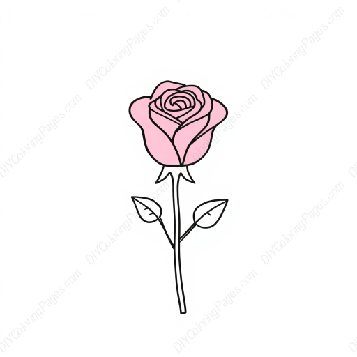 Free Printable pink rose - rose, pink Coloring Page for Kids and Adults - High Quality PDF & PNG Download