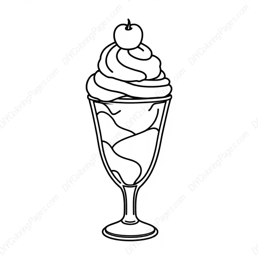 Free Printable ice cream sundae - ice cream, sundae Coloring Page for Kids and Adults - High Quality PDF & PNG Download