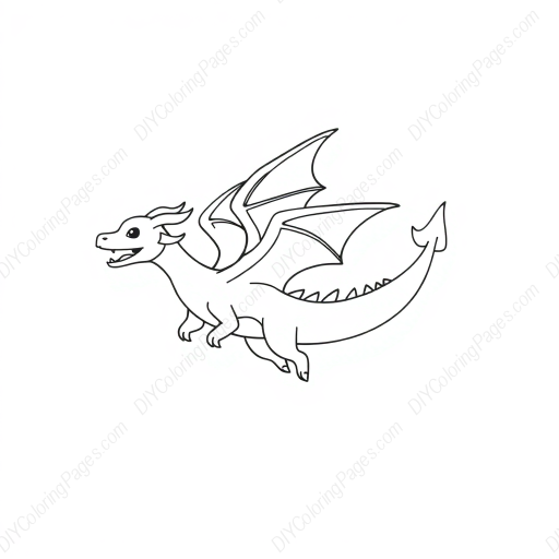 Free Printable dragon flying - dragon, flying Coloring Page for Kids and Adults - High Quality PDF & PNG Download