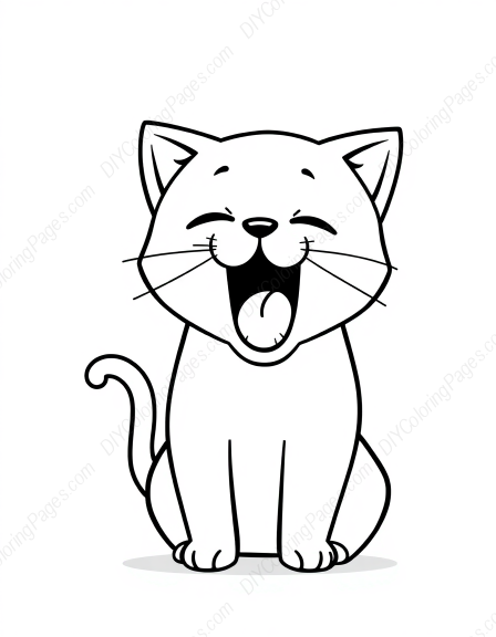 Free Printable cat yawning - cat, yawning Coloring Page for Kids and Adults - High Quality PDF & PNG Download