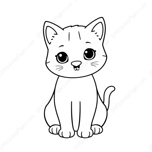 cute cat - cat, cute coloring page