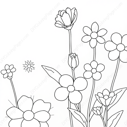 flower garden - flower, garden coloring page