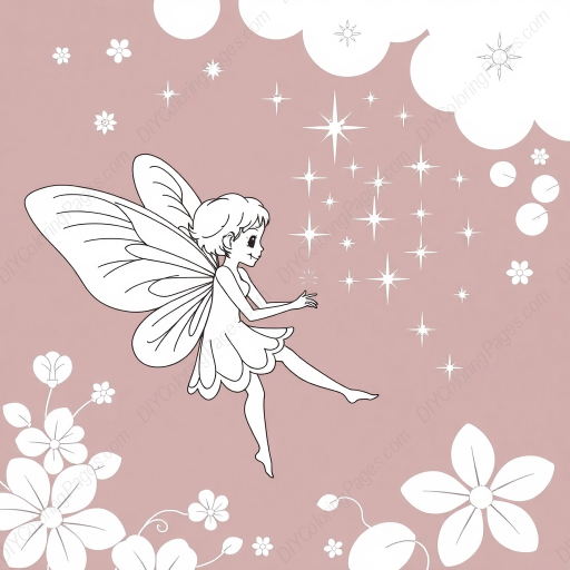 Free Printable fairy with sparkles - fairy, sparkles Coloring Page for Kids and Adults - High Quality PDF & PNG Download