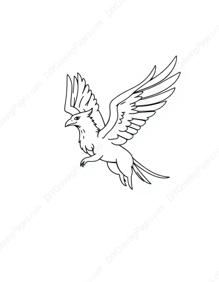 Free Printable griffin flying - flying, griffin Coloring Page for Kids and Adults - High Quality PDF & PNG Download