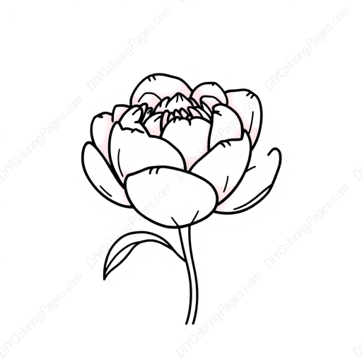 Free Printable pink peony - pink, peony Coloring Page for Kids and Adults - High Quality PDF & PNG Download