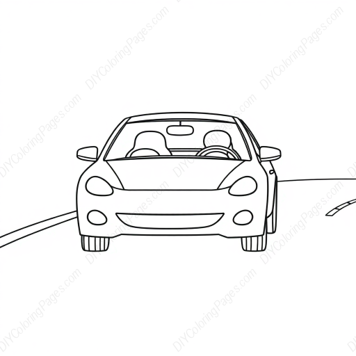Free Printable car driving on road - car, driving, road Coloring Page for Kids and Adults - High Quality PDF & PNG Download
