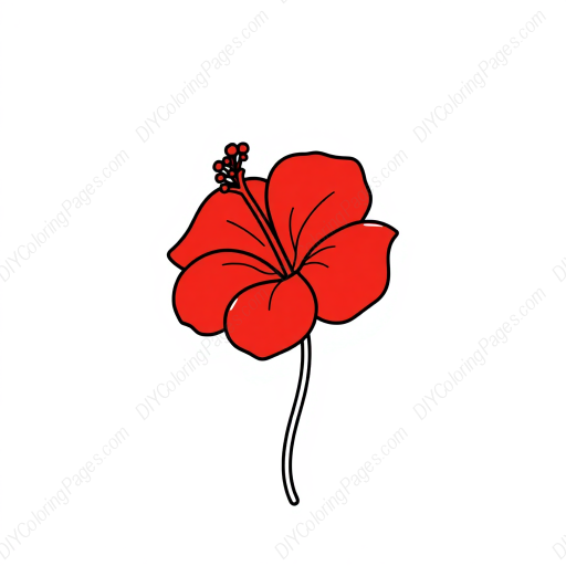 Free Printable red hibiscus - red, hibiscus Coloring Page for Kids and Adults - High Quality PDF & PNG Download