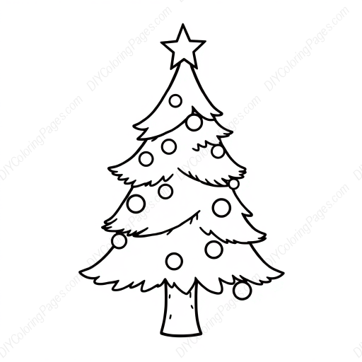 Free Printable christmas tree decorated - christmas tree, decorated Coloring Page for Kids and Adults - High Quality PDF & PNG Download