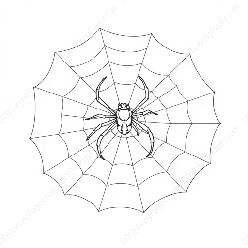 spider in web - spider, web coloring page