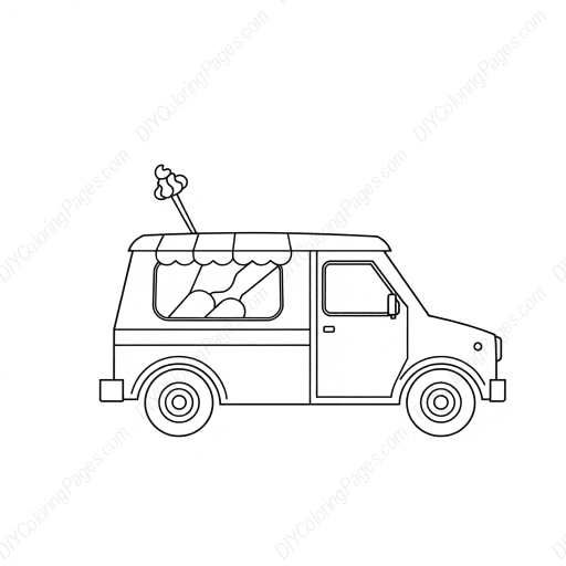 Free Printable ice cream truck - ice cream truck Coloring Page for Kids and Adults - High Quality PDF & PNG Download