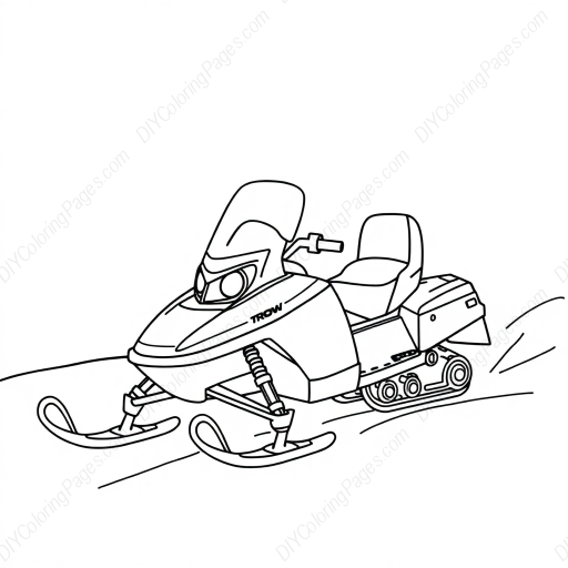 Free Printable snowmobile in snow - snow, snowmobile Coloring Page for Kids and Adults - High Quality PDF & PNG Download
