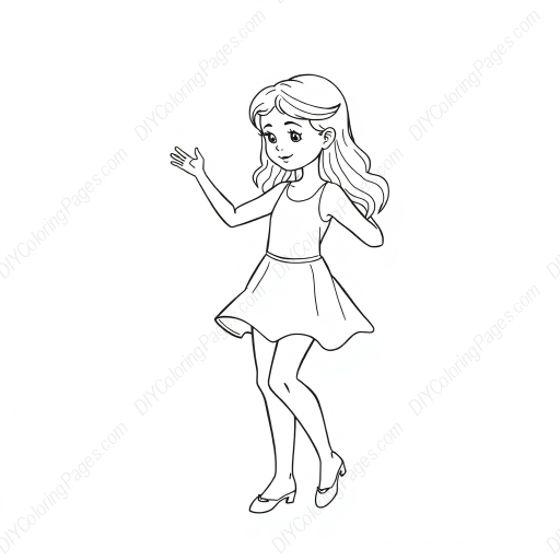 little girl dancing - girl, dancing coloring page