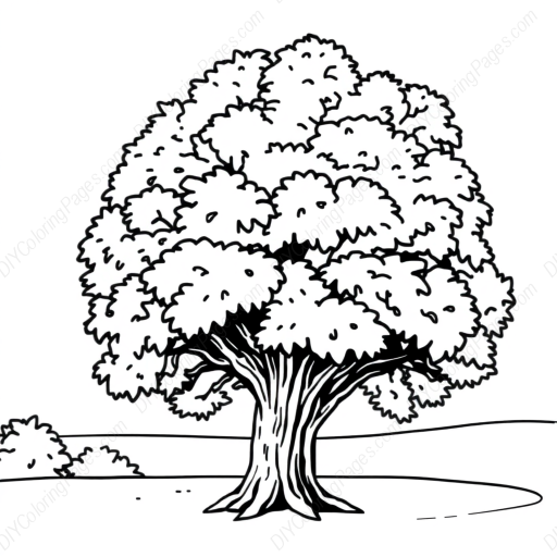Free Printable oak tree - oak tree Coloring Page for Kids and Adults - High Quality PDF & PNG Download