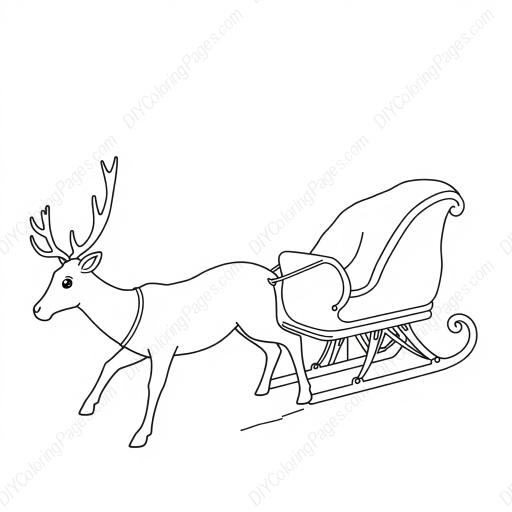 Free Printable reindeer sleigh - reindeer, sleigh Coloring Page for Kids and Adults - High Quality PDF & PNG Download