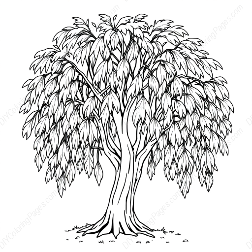 Free Printable willow tree - willow tree Coloring Page for Kids and Adults - High Quality PDF & PNG Download
