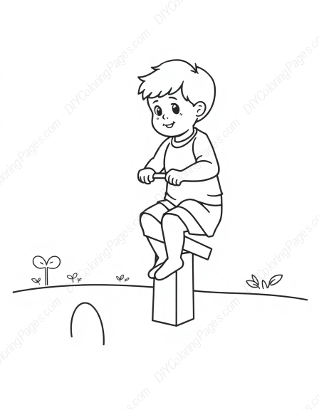 child on seesaw - child, seesaw coloring page