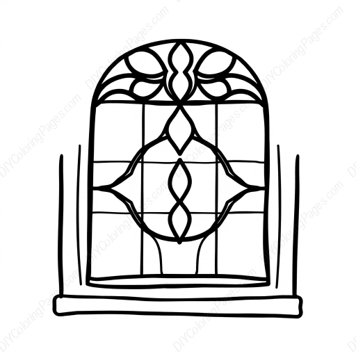 Free Printable stained glass window - stained glass window Coloring Page for Kids and Adults - High Quality PDF & PNG Download