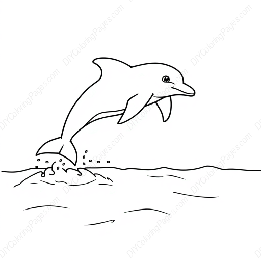 dolphin jumping out of water - water, dolphin, jumping coloring page