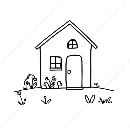 Free Printable house with garden - house, garden Coloring Page for Kids and Adults - High Quality PDF & PNG Download