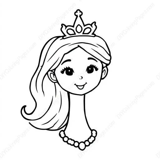 princess with crown - princess, crown coloring page