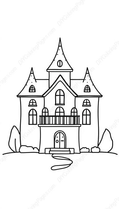 Free Printable mansion - mansion Coloring Page for Kids and Adults - High Quality PDF & PNG Download