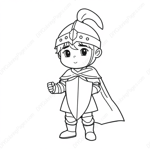child as knight - child, knight coloring page