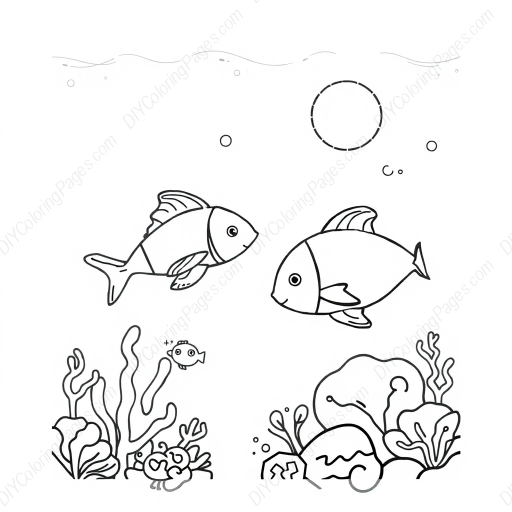 ocean scene - ocean, scene coloring page