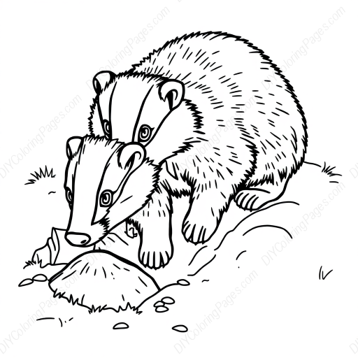 badger digging - badger, digging coloring page