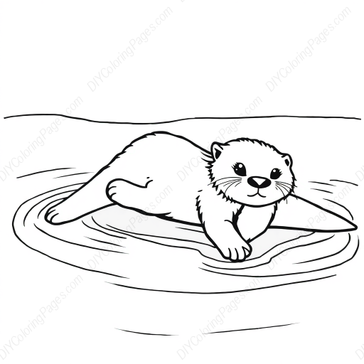 otter sliding - sliding, otter coloring page