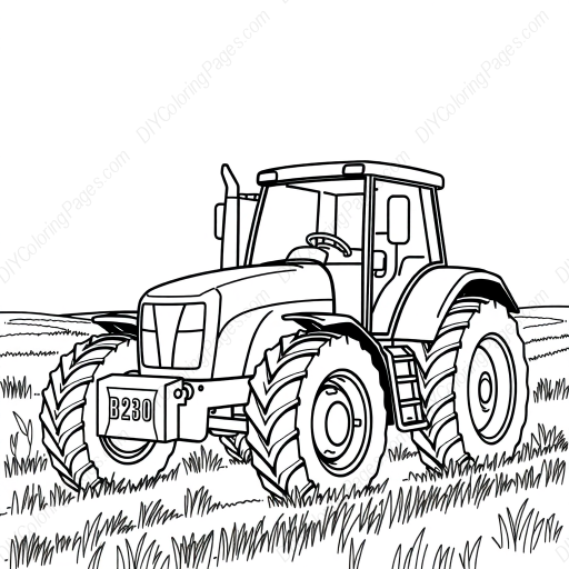 Free Printable tractor in field - field, tractor Coloring Page for Kids and Adults - High Quality PDF & PNG Download