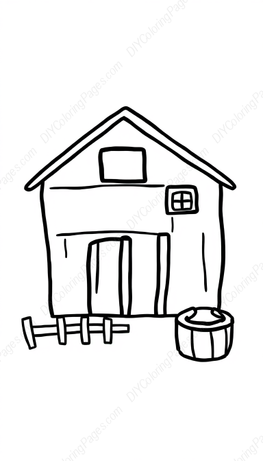 Free Printable farmhouse - animals, barn, farmhouse, fields, countryside Coloring Page for Kids and Adults - High Quality PDF & PNG Download