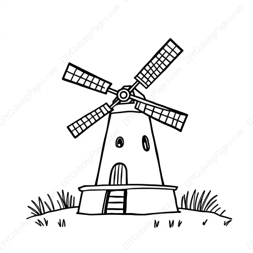 Free Printable dutch windmill - dutch, windmill Coloring Page for Kids and Adults - High Quality PDF & PNG Download