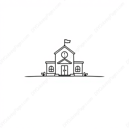 Free Printable school building - school, building Coloring Page for Kids and Adults - High Quality PDF & PNG Download