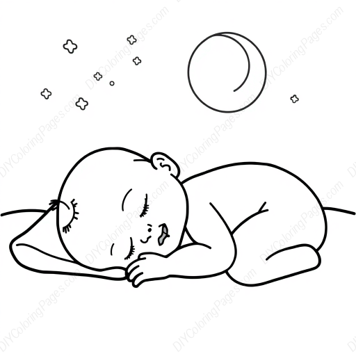 baby sleeping peacefully - sleeping, baby, peacefully coloring page