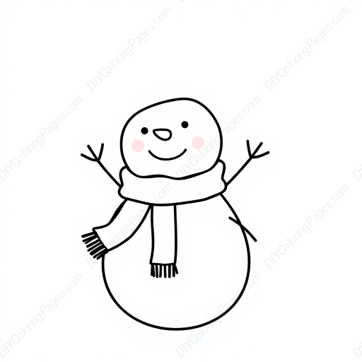 Free Printable snowman with scarf - snowman, scarf Coloring Page for Kids and Adults - High Quality PDF & PNG Download