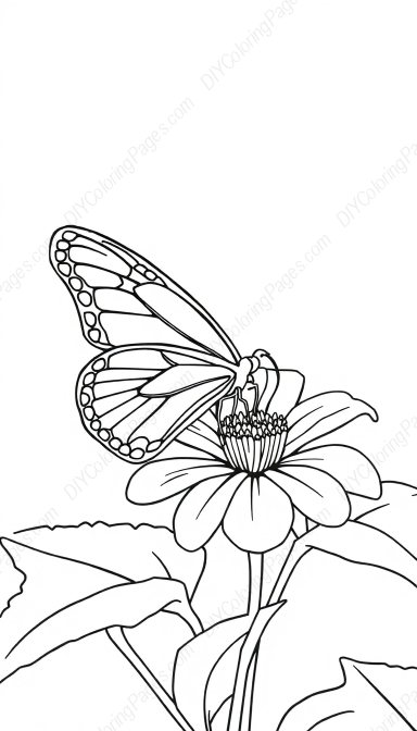 butterfly on flower - flower, butterfly coloring page