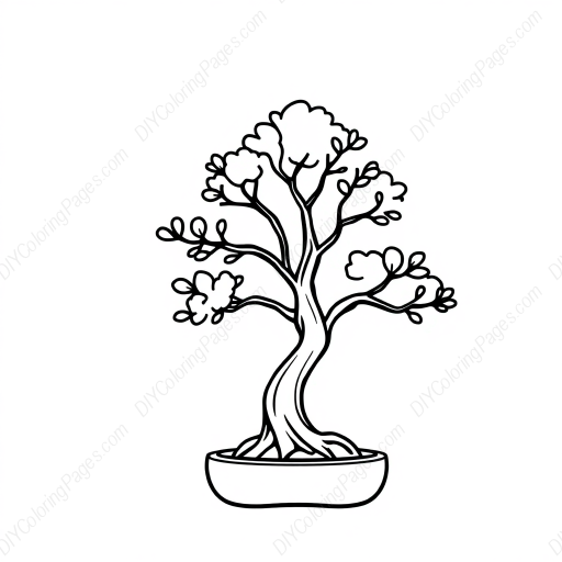 Free Printable bonsai tree - bonsai tree Coloring Page for Kids and Adults - High Quality PDF & PNG Download