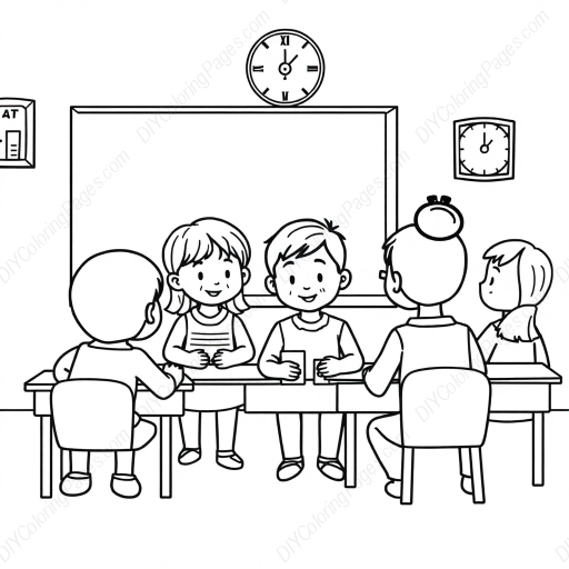 children in classroom - children, classroom coloring page