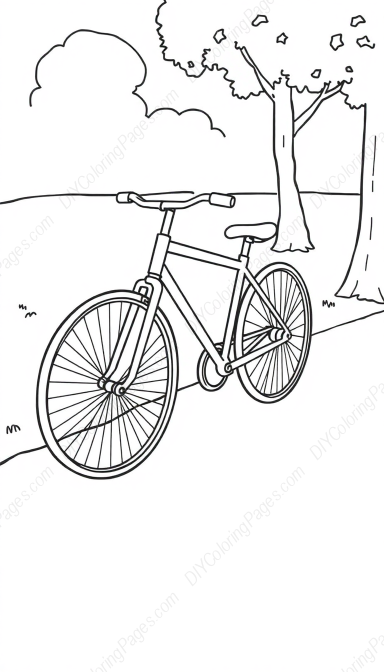 Free Printable bicycle on path - bicycle, path Coloring Page for Kids and Adults - High Quality PDF & PNG Download